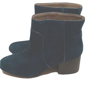 Aerosoles Compatible Navy Blue Suede Leather Block Heel Ankle Boots Womens 6M‎